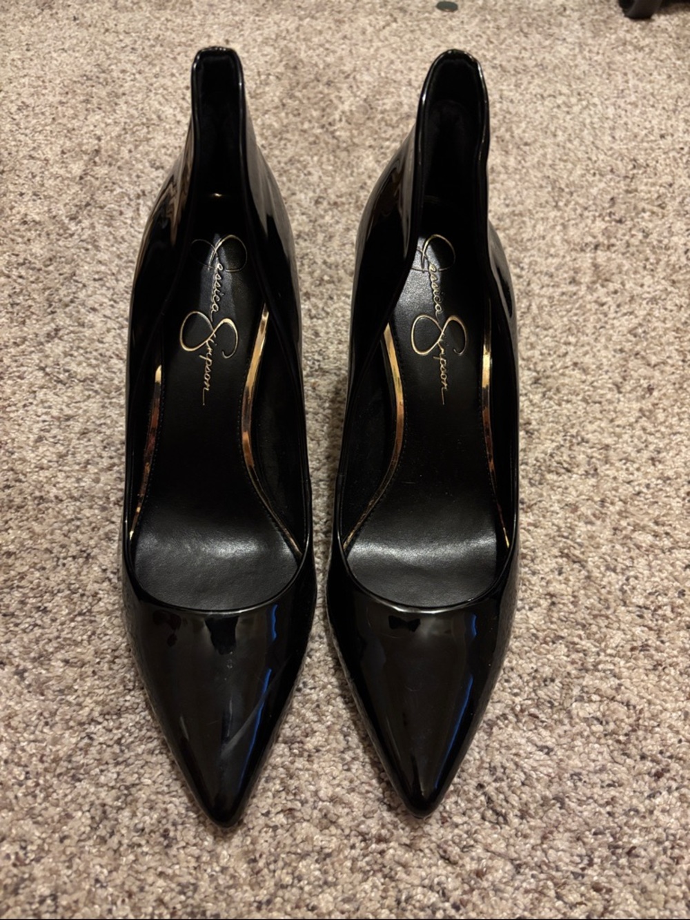 Jessica Simpson Glossy Black Pointed-Toe Stiletto Pumps